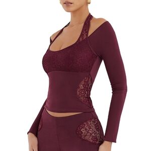 MISTRESS ROCKS BLACK CHERRY HALTER TOP